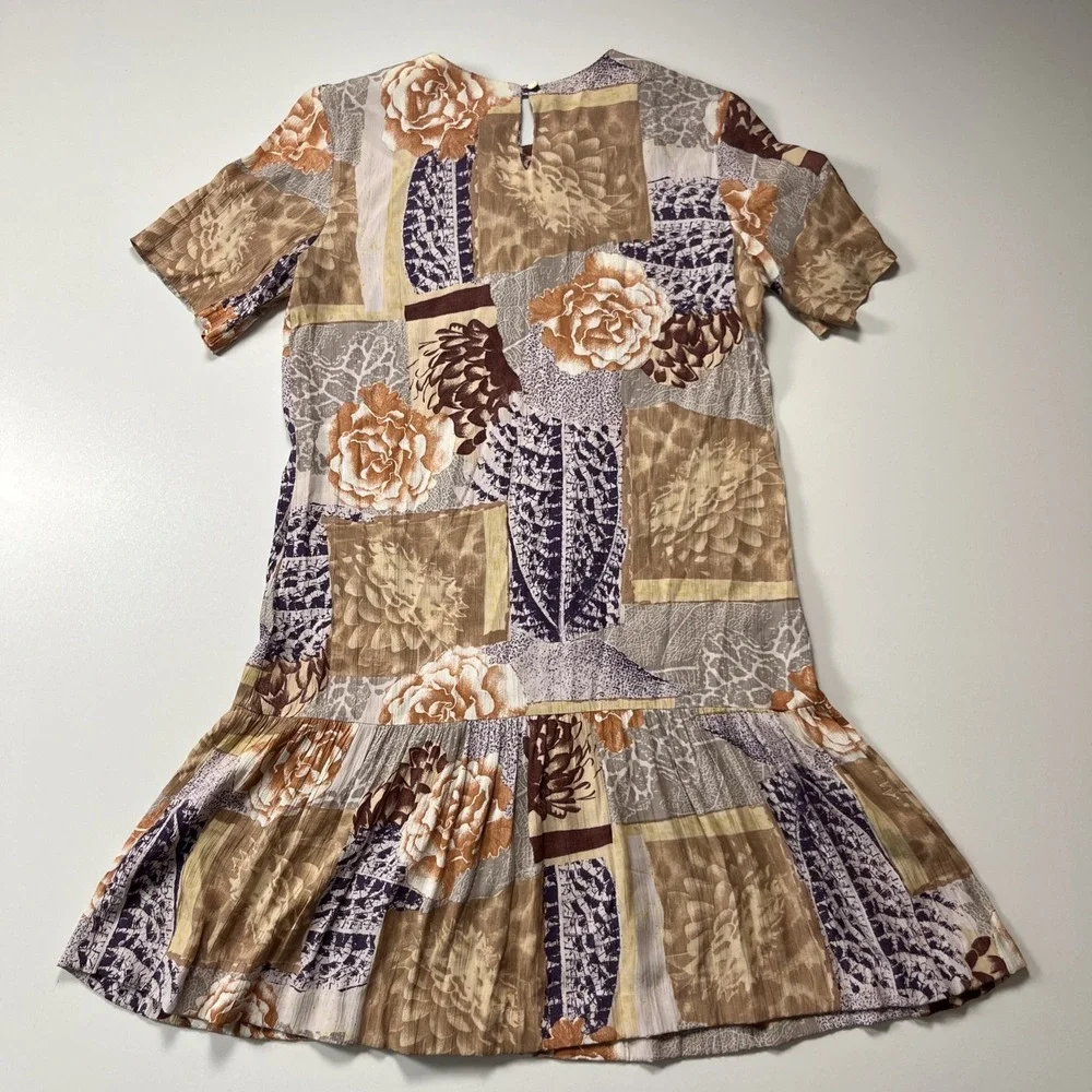 Vintage Lisa Maru Honolulu Dress Size S Boho Floral Patchwork Style Short Sleeve